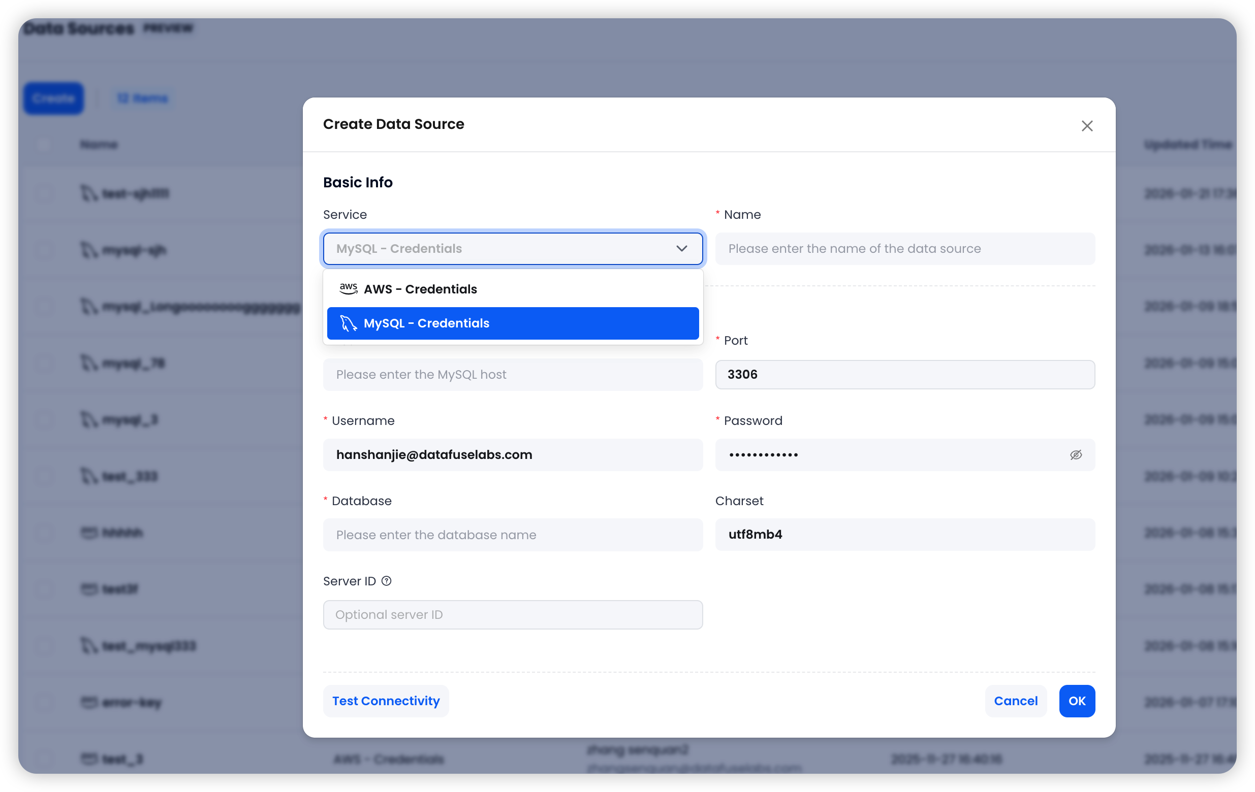 创建 MySQL 数据源
